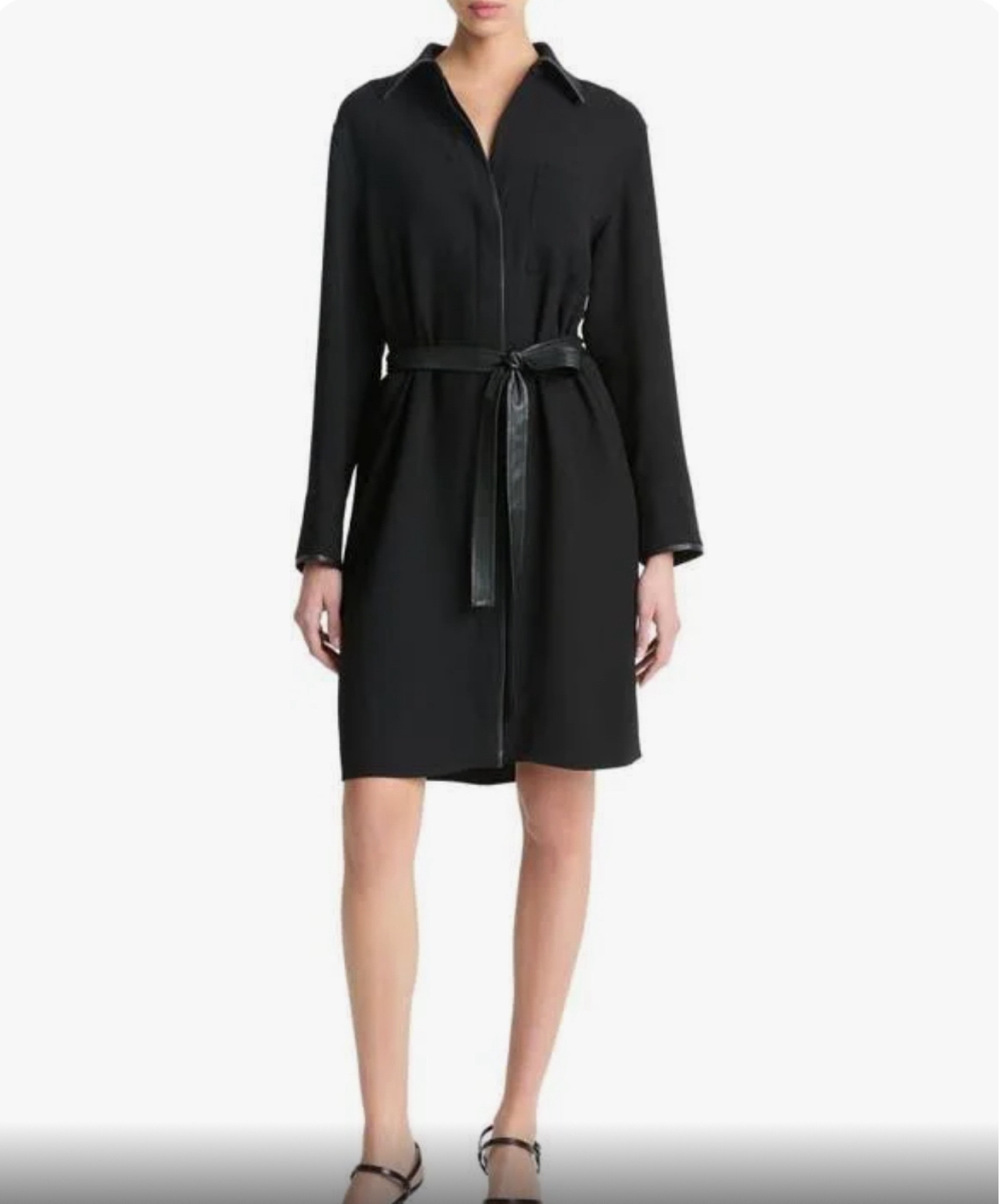 Fell in love with this leather trim shirt dress from Vince! Bringing it to a conference in Vegas … and just a timeless piece for fun nights or corporate days for years to come! ✨ 🖤 

#LTKWorkwear #LTKMidsize #LTKSeasonal
