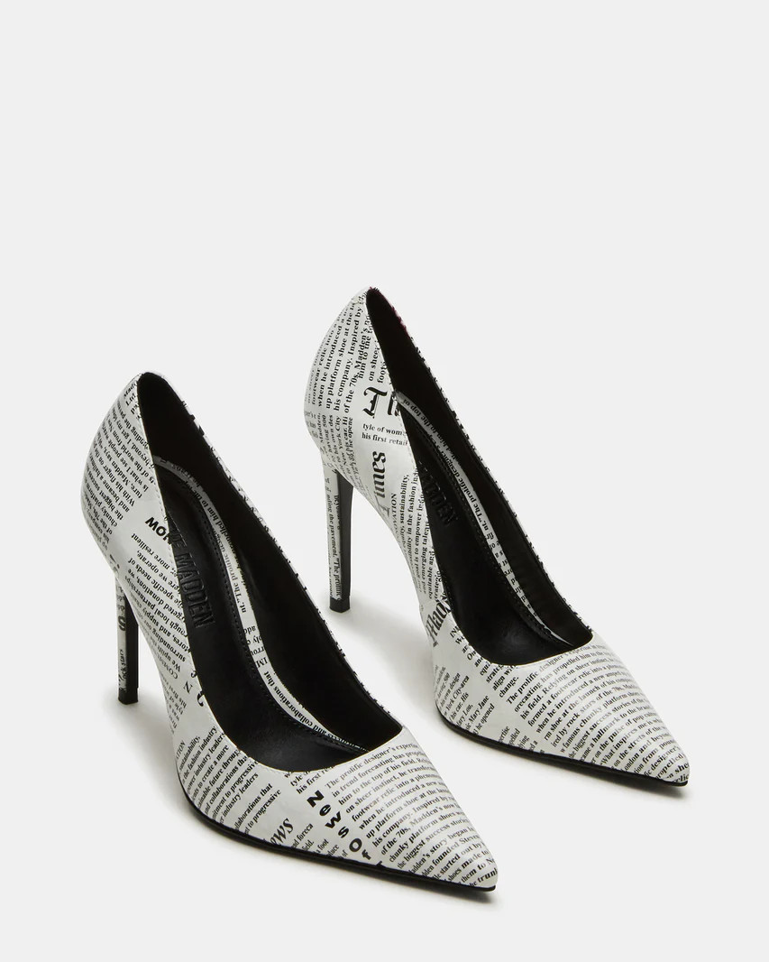 NOIR Newspaper Pointed-Toe Stiletto Pump Women's Heels | Steve Madden (US)