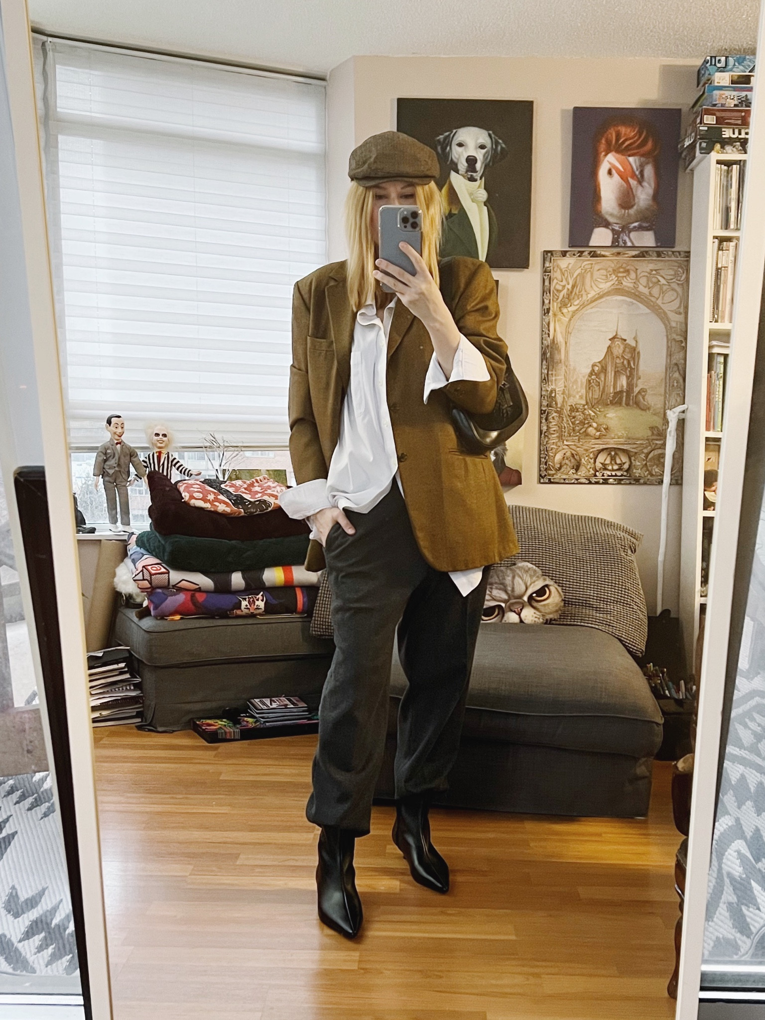 Men’s pants, blazer, button up, and hat. And a surprise visitor on the third slide. 🔪🔪🔪

•
.  #winterLook  #StyleOver40  #vintageGucci  #menswear  #menswearInspired  #secondhandFind #thriftFinds #FashionOver40  #MumStyle #genX #genXStyle #genXInfluencer #kittenHeels #thriftFind #WhoWhatWearing #genXblogger #secondhandDesigner #Over40Style #40PlusStyle #Stylish40s #styleTip  #HighStreetFashion #StyleIdeas

#LTKSeasonal #LTKstyletip #LTKshoecrush