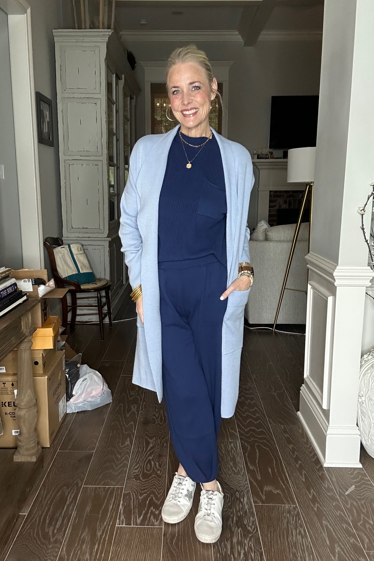 I wasn’t lying when I said my love for the Free People Freya inspired look for less was strong. 

Today we have a half-day at school for teacher faith formation, and we could dress a bit more casual… although I’d probably wear this on a regular day, too. 

Since it’s chilly this morning but warming up to the upper 70’s today, I threw on this light blue coatigan with it. If you haven’t jumped on the coatigan train yet, I highly encourage you to. Super comfy, warm, and still polished. 

As a reminder, I am 53, 5’8. 140 lbs and in a medium in the set and coatigan  

#LTKmidsize #LTKplussize #LTKover40