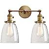 Permo Double Sconce Vintage Industrial Antique 2-Lights Wall Sconces with Oval Cone Clear Glass S... | Amazon (US)
