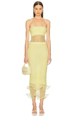 SIMKHAI Kelso Skirt in Buttercream from Revolve.com | Revolve Clothing (Global)