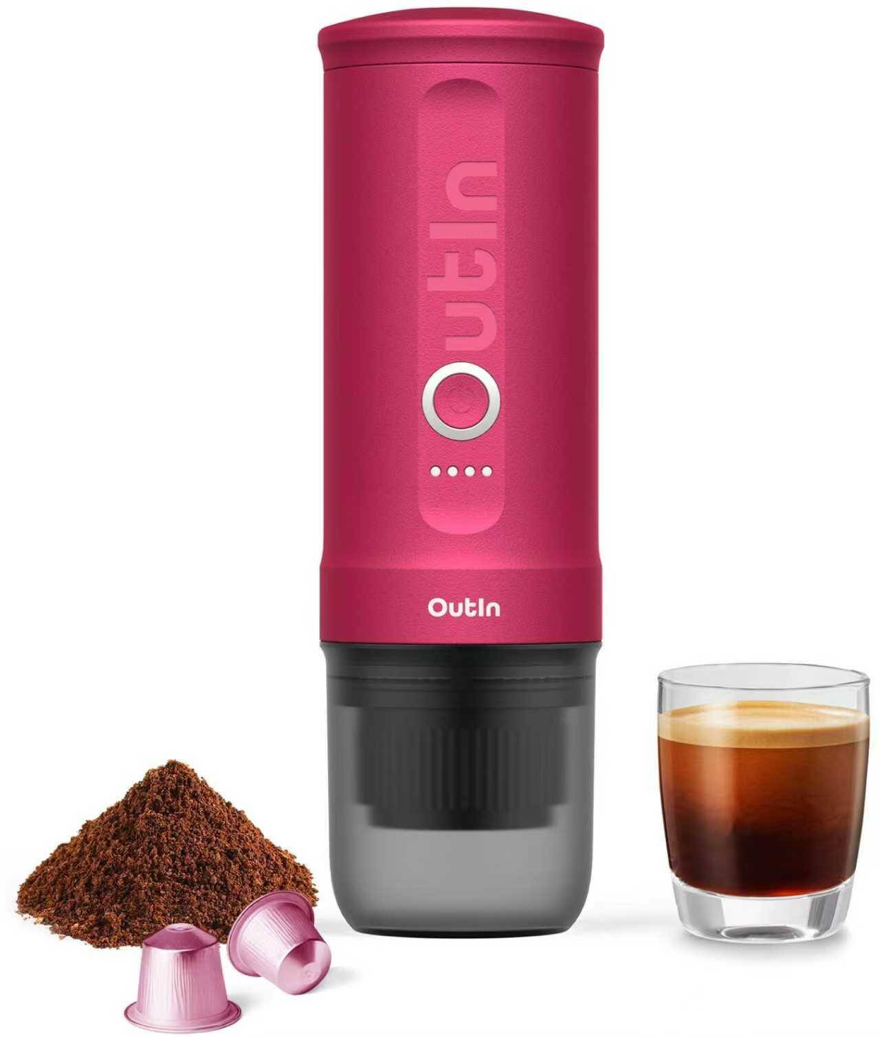 Outin - Nano Portable Electric Espresso Machine Single Serve Coffee Maker - Pink | Best Buy U.S.