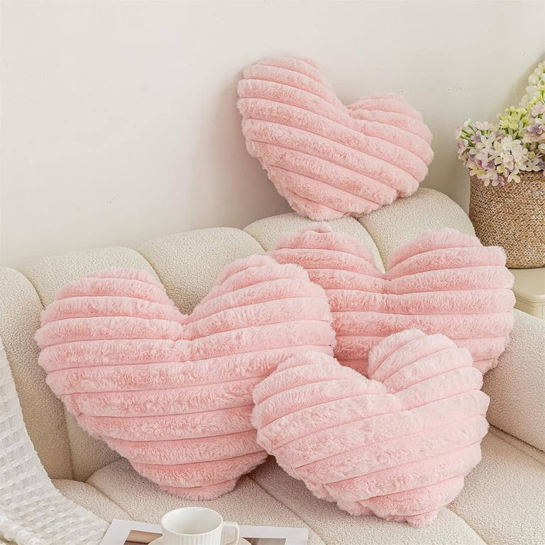 Pink Heart Pillow Decorative Throw Pillows, Heart Shaped Soft Fluffy Faux Fur Cute Pillows Cushio... | Walmart (US)
