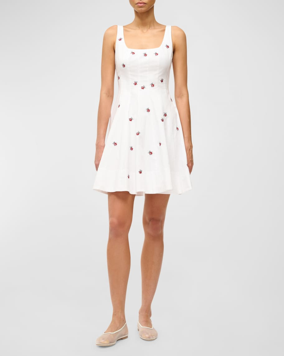 Wells Ladybug Print Cotton Poplin Sleeveless Mini Dress | Neiman Marcus