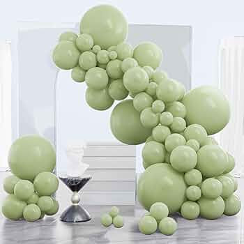 PartyWoo Sage Green Balloons 140 pcs Sage Balloons Dusty Green Balloons Different Sizes Pack of 1... | Amazon (US)