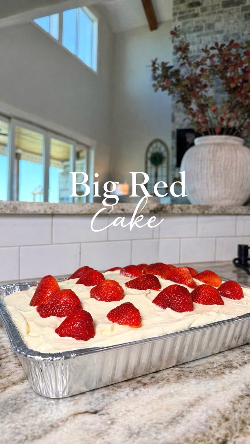 Big Red poke cake is one of those fun, nostalgic desserts that always gets people talking ♥️ I made this for my mom’s birthday the other day, and it would be so perfect for summer get-togethers, birthdays, BBQs, or anytime you need an easy crowd-pleaser.

😋 It’s cold, fluffy, and so good straight from the fridge. 

Big Red Poke Cake Recipe:
• 1 box yellow cake mix (plus ingredients listed on box)
• 1 cup Big Red soda
• 1 box cherry gelatin
• 1 box vanilla instant pudding mix (3.4oz)
• 2 cups of milk
• 8 oz tub of frozen whipped topping, thawed
• Strawberries for topping (optional)

Directions:
1. Bake 1 box of yellow cake mix in a 9x13 pan according to box directions. Let cool slightly.
2. Use the handle of a wooden spoon to poke holes all over cake.
3. Slowly pour 1 cup Big Red over cake so it soaks into holes. Bring 1 cup of water to a boil and add in your small box of cherry gelatin. Slowly pour this over the cake (you could mix the big red and gelatin together if you wish).Chill 15–20 mins.
4. Mix pudding mix + milk until thickened, then spread over cake.
5. Top with whipped topping.
6. Chill at least 2 hours (best overnight).
7. Top with strawberries before serving.

Such a fun Texas-style dessert idea for summer ☀️ 

#summerdessert #easydessertrecipe #pokecake #simplerecipes #potluckfood 

#LTKfoodie #LTKMothersDay #LTKmomlife