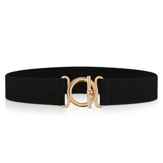 Women Elastic Belt, Invisible Stretch Ladies Belts With Gold Flat Buckle Skinny Waist Belt For Jeans Pants Dresses,Black | SHEIN