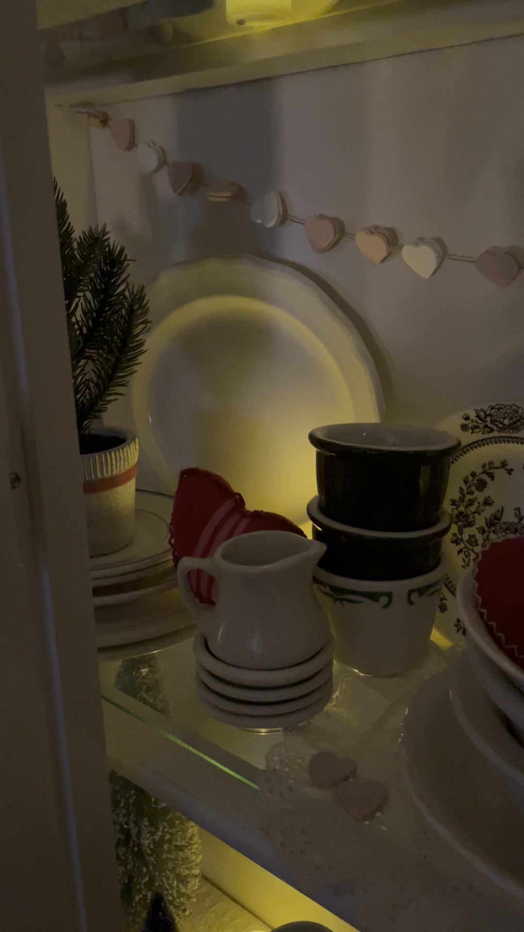 Styling a hutch or small shelf for Valentine’s Day needn’t be complicated! Keep it simple by using vintage decor such as dishes or linens and incorporating a few hearts, some ribbon, and top it all off with romantic candlelight!

#LTKHome #LTKSeasonal