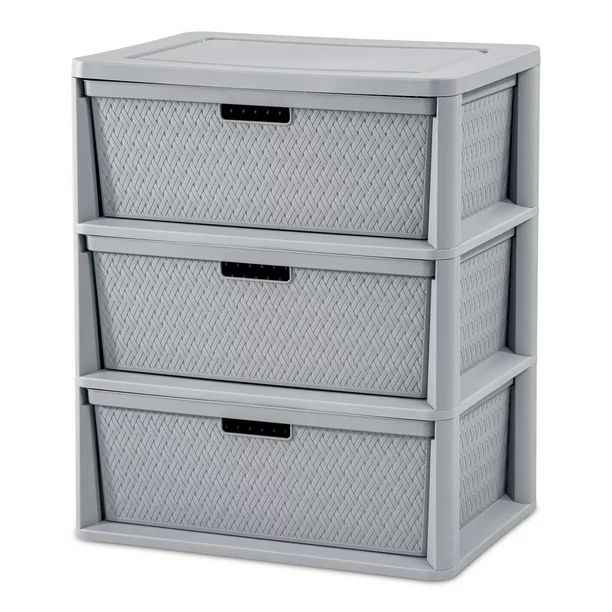 Sterilite Wide 3 Drawer Cross-Weave Tower Cement | Walmart (US)