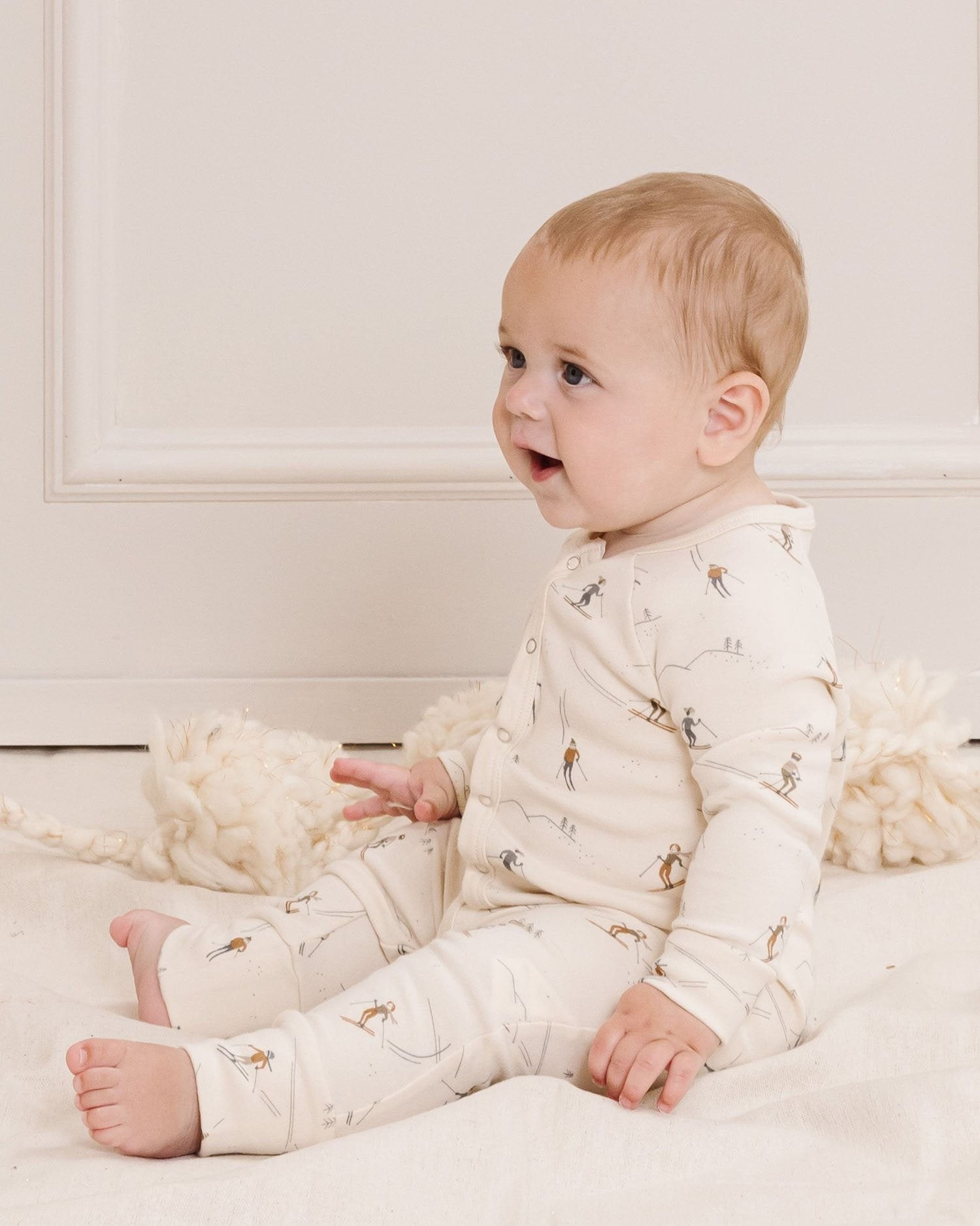 Organic Long John Pajamas || Skiers | Bohemian Mama