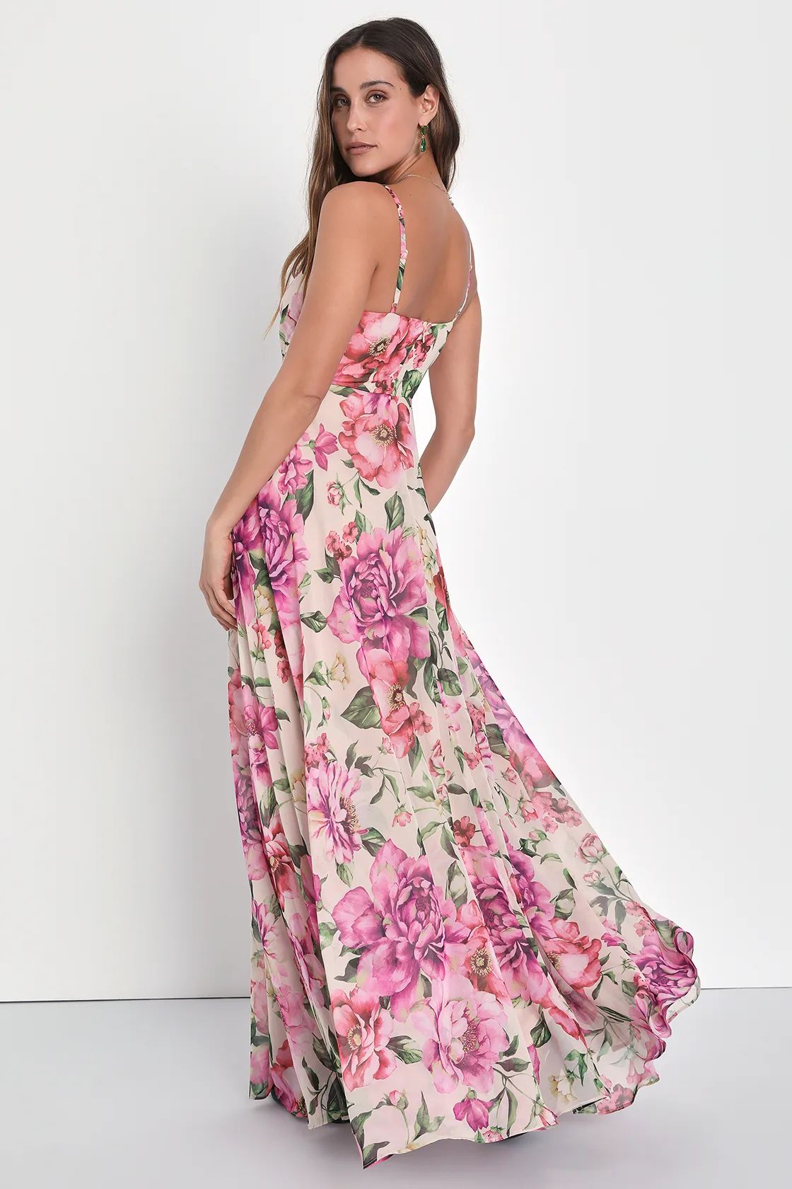Seasons of Love Blush Pink Floral Print Surplice Maxi Dress | Lulus (US)