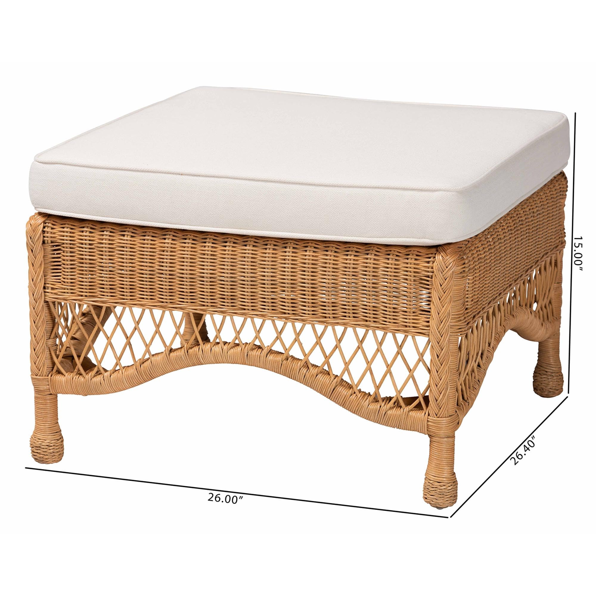bali & pari Brooklyn Braided Natural Rattan Ottoman Stool, Light Honey | Amazon (US)