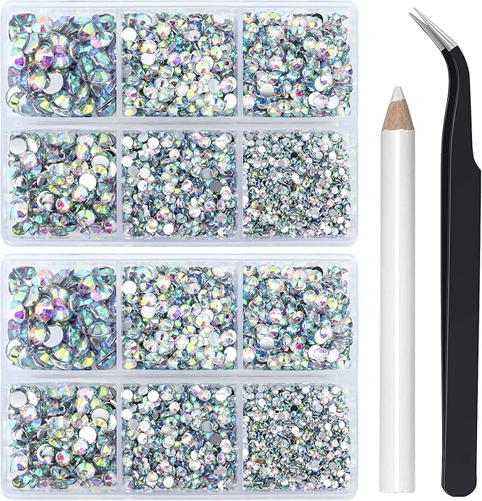 10000PCS Crystal AB Rhinestones for Crafts Shoes Clothes, Flatback Rhinestone Tumbler Bedazzling ... | Amazon (US)