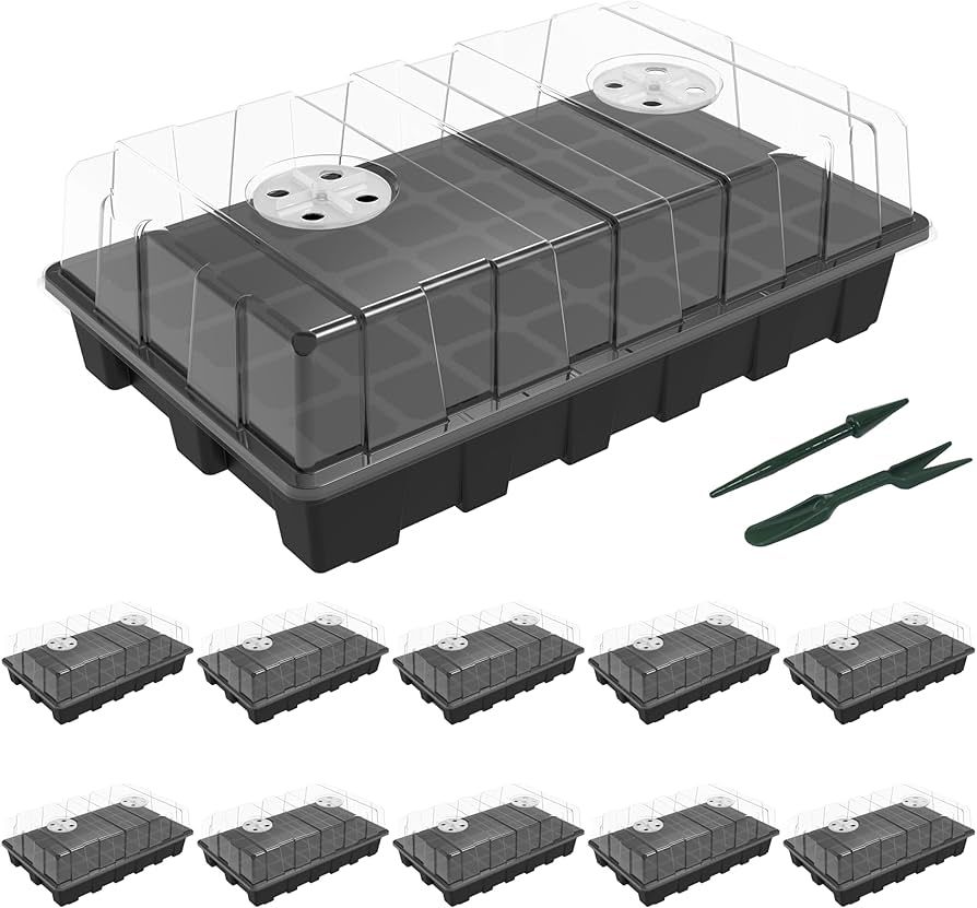 Gardzen 10-Set Garden Propagator Set, Seed Tray Kits with 400-Cell, Seed Starter Tray with Dome a... | Amazon (US)