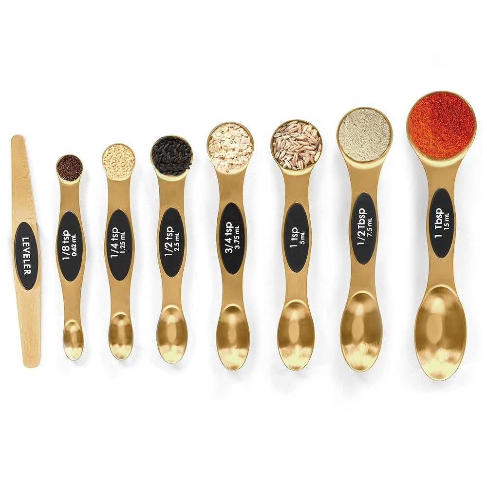 Magnetic Measuring Spoons Set Stainless Steel with Leveler, Stackable Metal Tablespoon Measure Sp... | Amazon (US)