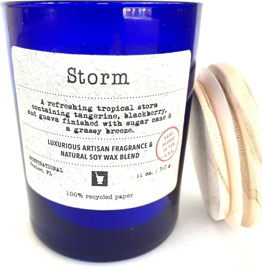 Scentsational Storm No. 6 - Scented Premium Natural Soy Glass Jar Candle, 11oz | Hand Poured in t... | Amazon (US)