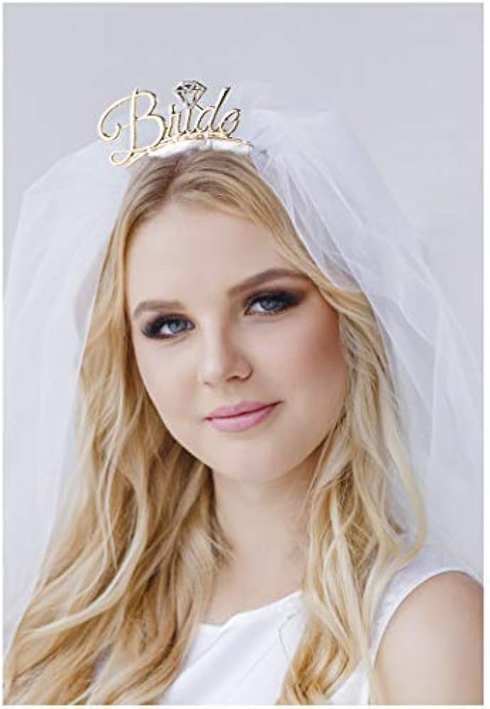 Aukmla Bride To Be Headband with Veil White Bachelorette Party Bridal Crown Shower Veils for Wome... | Amazon (US)