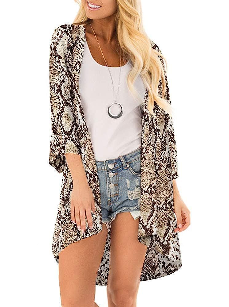 PINKMILLY Women's Floral Print Kimono Sheer Chiffon Loose Cardigan | Amazon (US)