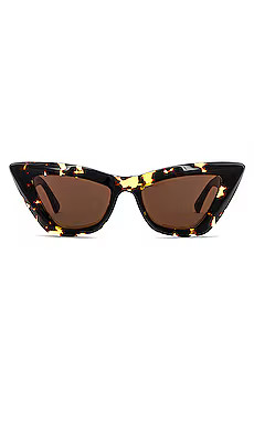 Bottega Veneta Classic Ribbon Cat Eye Sunglasses in Shiny Spotted Havana & Brown from Revolve.com | Revolve Clothing (Global)