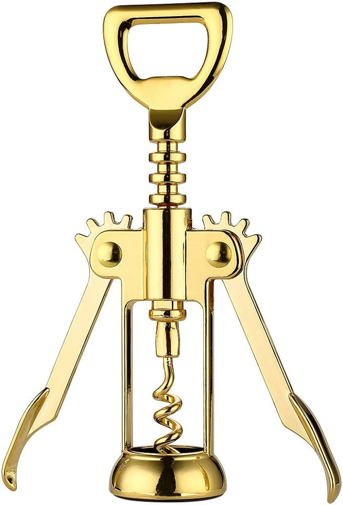 JXS Simple Wing Corkscrew Gold Wine Opener and Beer Opener, Multifunctional Wine Corkscrew Opener | Amazon (US)