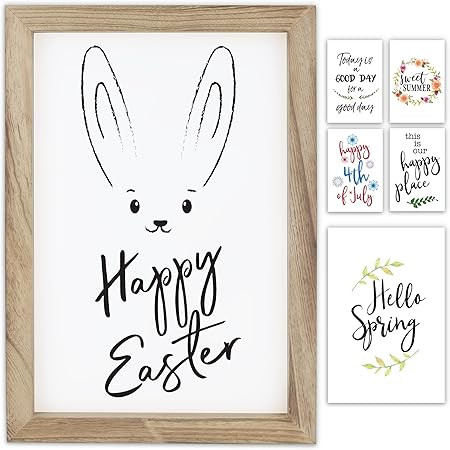 Farmhouse Wall Decor Signs For Easter and Spring Decorations With Interchangeable Sayings - Rusti... | Amazon (US)