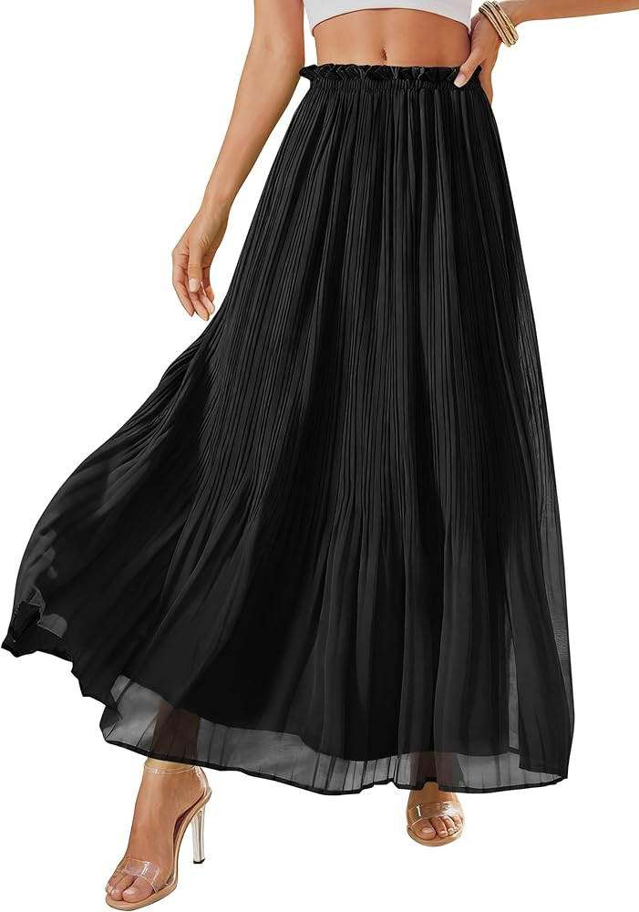 PRETTYGARDEN Long Skirts for Women Summer Vacation Outfits 2026 Spring Chiffon Elastic Waist Flow... | Amazon (US)