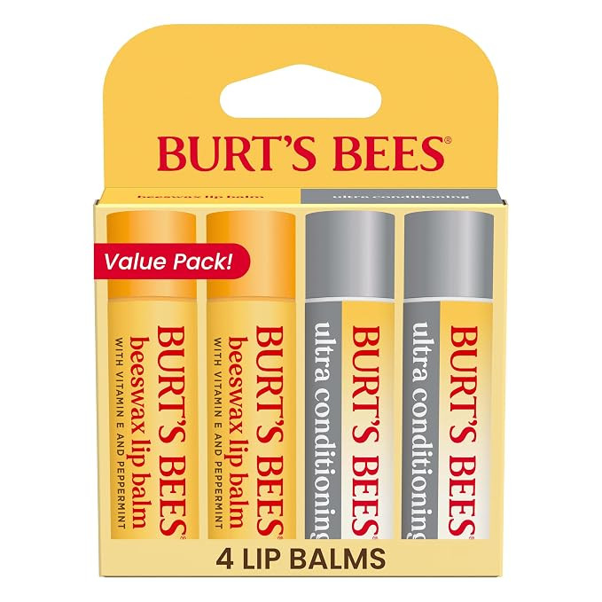 Burt's Bees Stocking Stuffers, Lip Balm Beeswax and Ultra Conditioning Lip Balm Pack, Hydrating L... | Amazon (US)