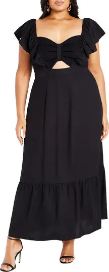 Alora Flutter Sleeve Cutout Maxi Dress | Nordstrom