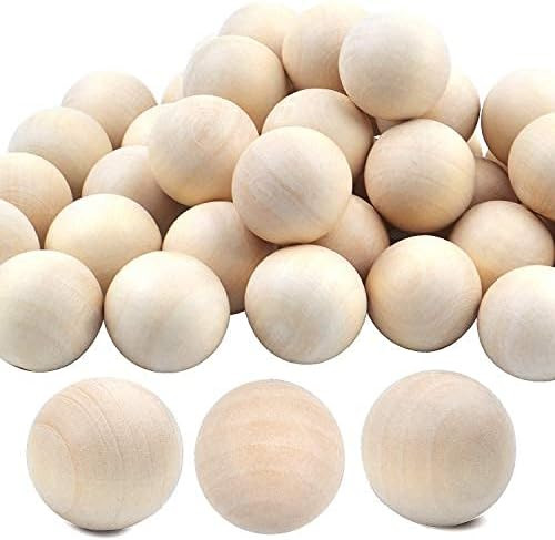 Natural Wooden Balls, 50 Pieces Unfinished Round Wood Mini Wood Craft Balls for DIY Jewelry Making A | Amazon (US)