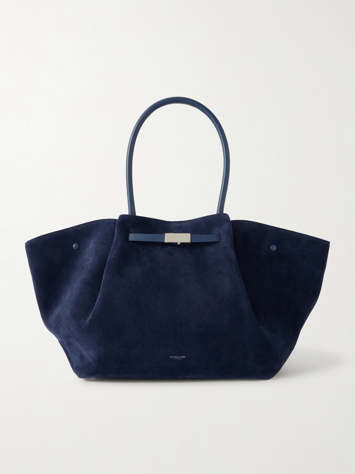 DeMellier - New York Large Leather-trimmed Suede Tote - Midnight blue | NET-A-PORTER (UK & EU)