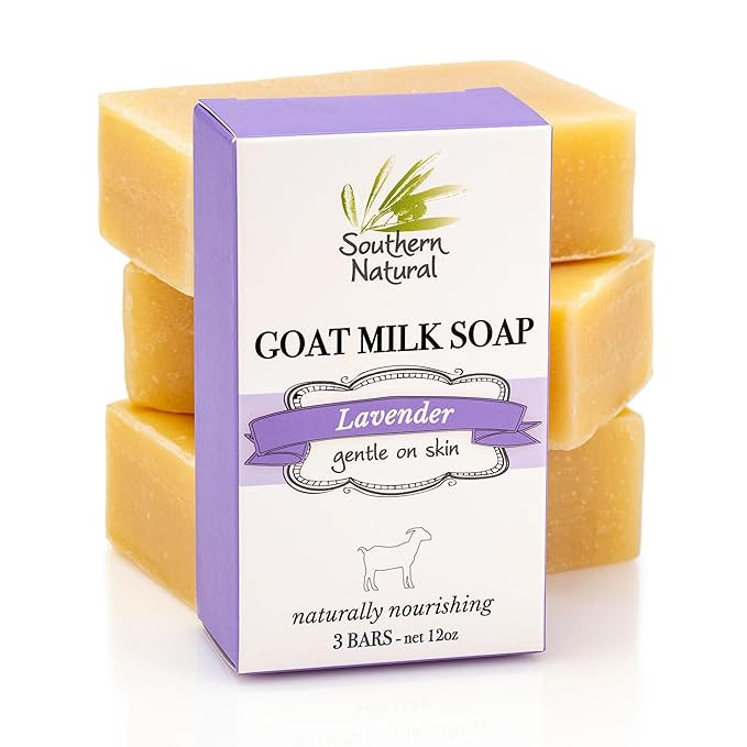 Southern Natural Goat Milk Soap Bar - Lavender 3 Pack - For Eczema, Psoriasis & Dry Sensitive Ski... | Amazon (US)