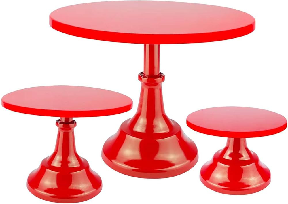KERYNICE 3 Pcs Red Cake Stands Set Metal Cupcake Pedestal Table Dessert Display Stand with Tall B... | Amazon (US)