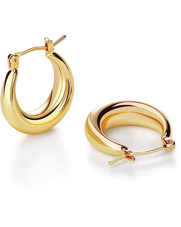 LILIE&WHITE Chunky Gold Hoop Earrings for Women Cute Fashion Hypoallergenic earrings Minimalist J... | Amazon (US)