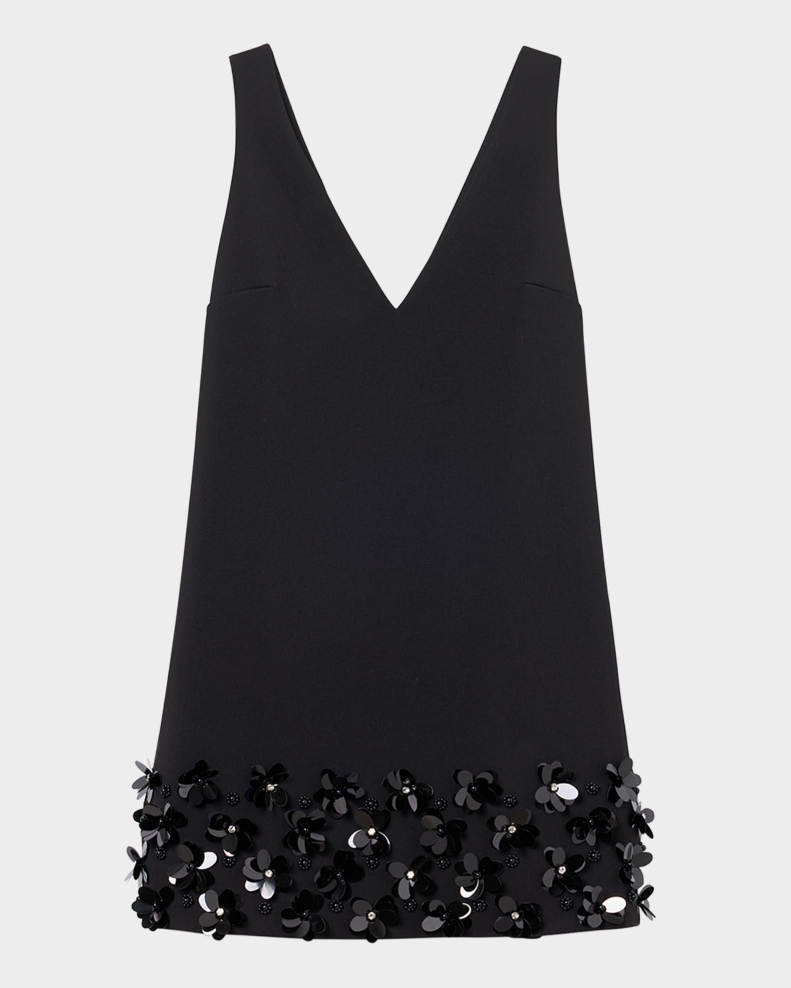 Black Crepe 3D Sequined Mini Dress | Neiman Marcus