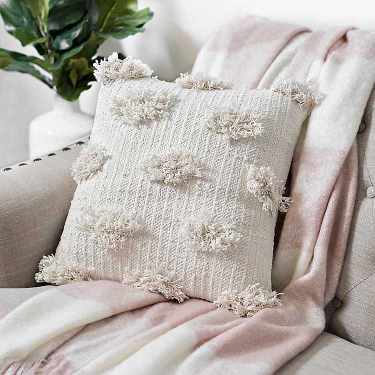 Ivory Shaggy Dot Pillow | Kirkland's Home