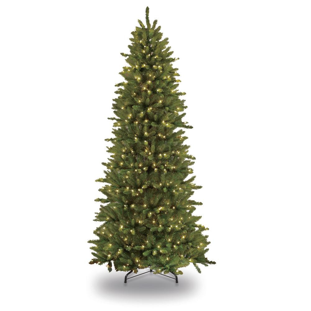 9 ft. Pre-Lit Incandescent Slim Fraser Fir Artificial Christmas Tree with 800 UL Clear Lights | The Home Depot