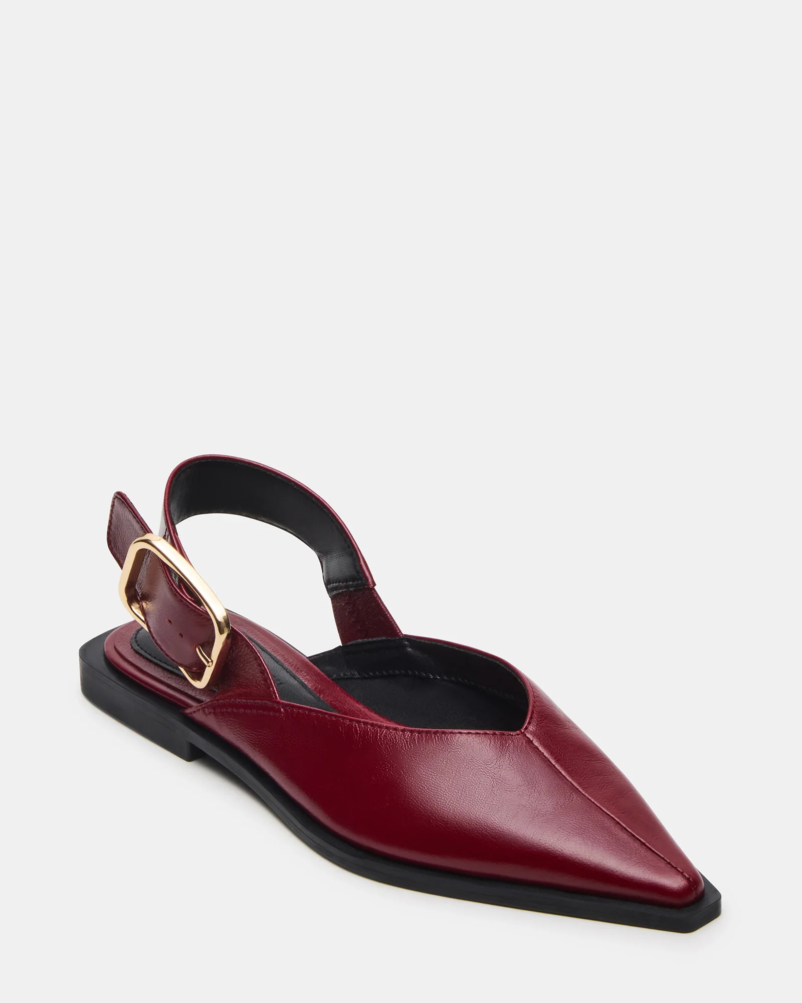 SHAY Burgundy Leather Pointed-Toe Slingback Ballet Women's Flat | Steve Madden (US)