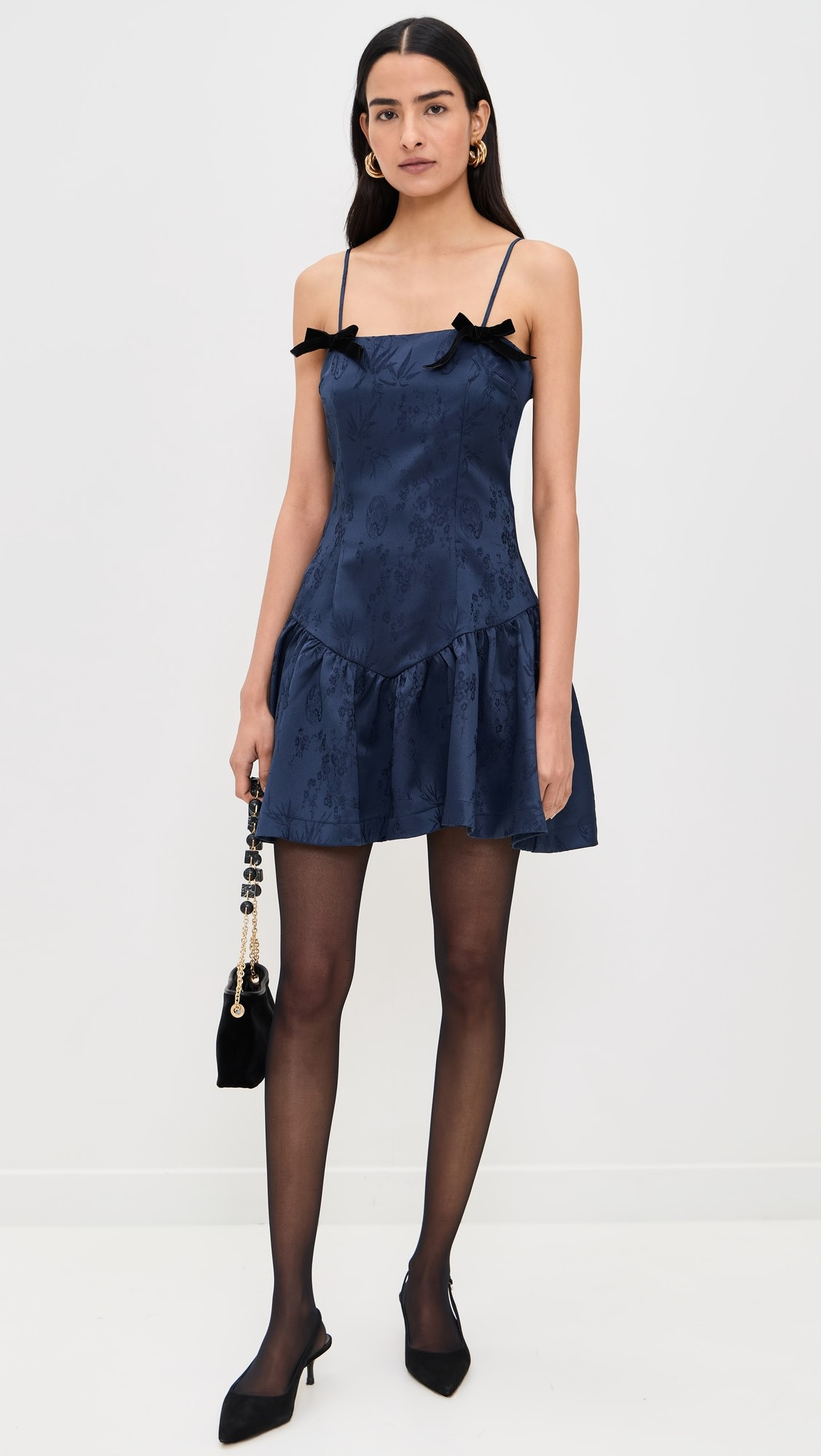 Jaquard Mini Dress with Velvet Bows | Shopbop