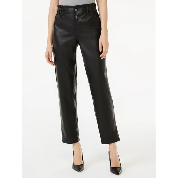 Scoop Women's Elastic Waist Straight Ankle Crop Jeans | Walmart (US)