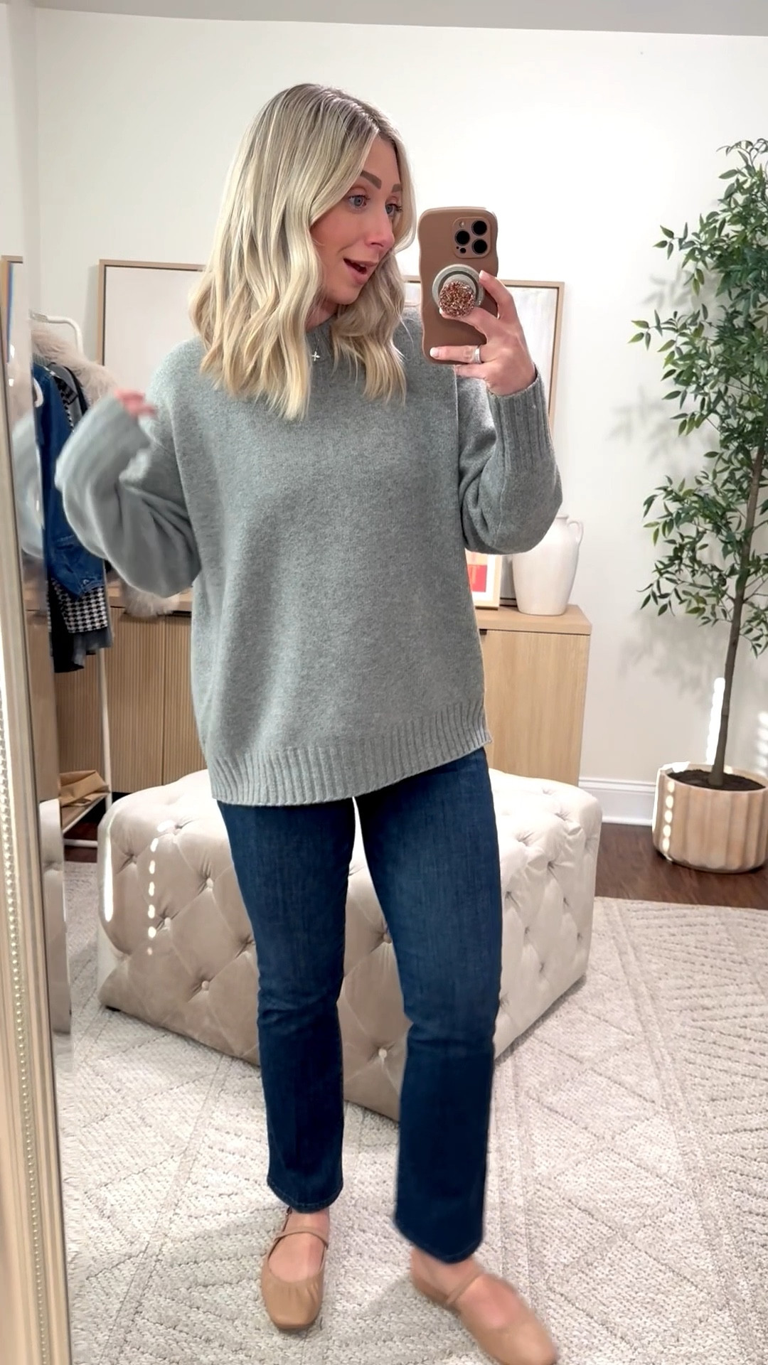 Casual Friday OOTD 🫶🏻 Sweater runs big, wearing XS, jeans run big, sized down to a 26 (normally 27), shoes run TTS!

#LTKdayinmylife #LTKHoliday #LTKGiftGuide