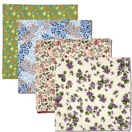 Gorgeous Island 4 Pack 100% Cotton Bandanas for Women 22x22 inches - Assorted Floral Printed Head Scarves, Multi-Purpose Hair & Neck Kerchiefs Set | Amazon (US)