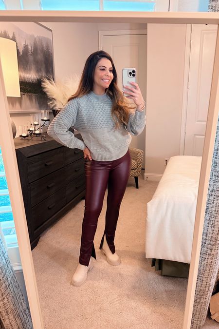 Casual outfit
Sweater
Leather pants 
Slit leather pants
Slit pant
Faux leather pants
Target outfit
Casual outfit

#LTKCyberweek #LTKHoliday #LTKGiftGuide