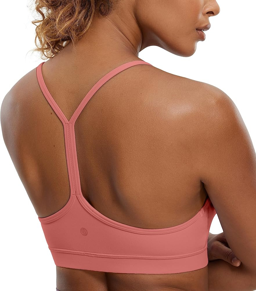 CRZ YOGA Butterluxe Womens Y Back Sports Bra - Padded Racerback Low Impact Spaghetti Thin Strap W... | Amazon (US)