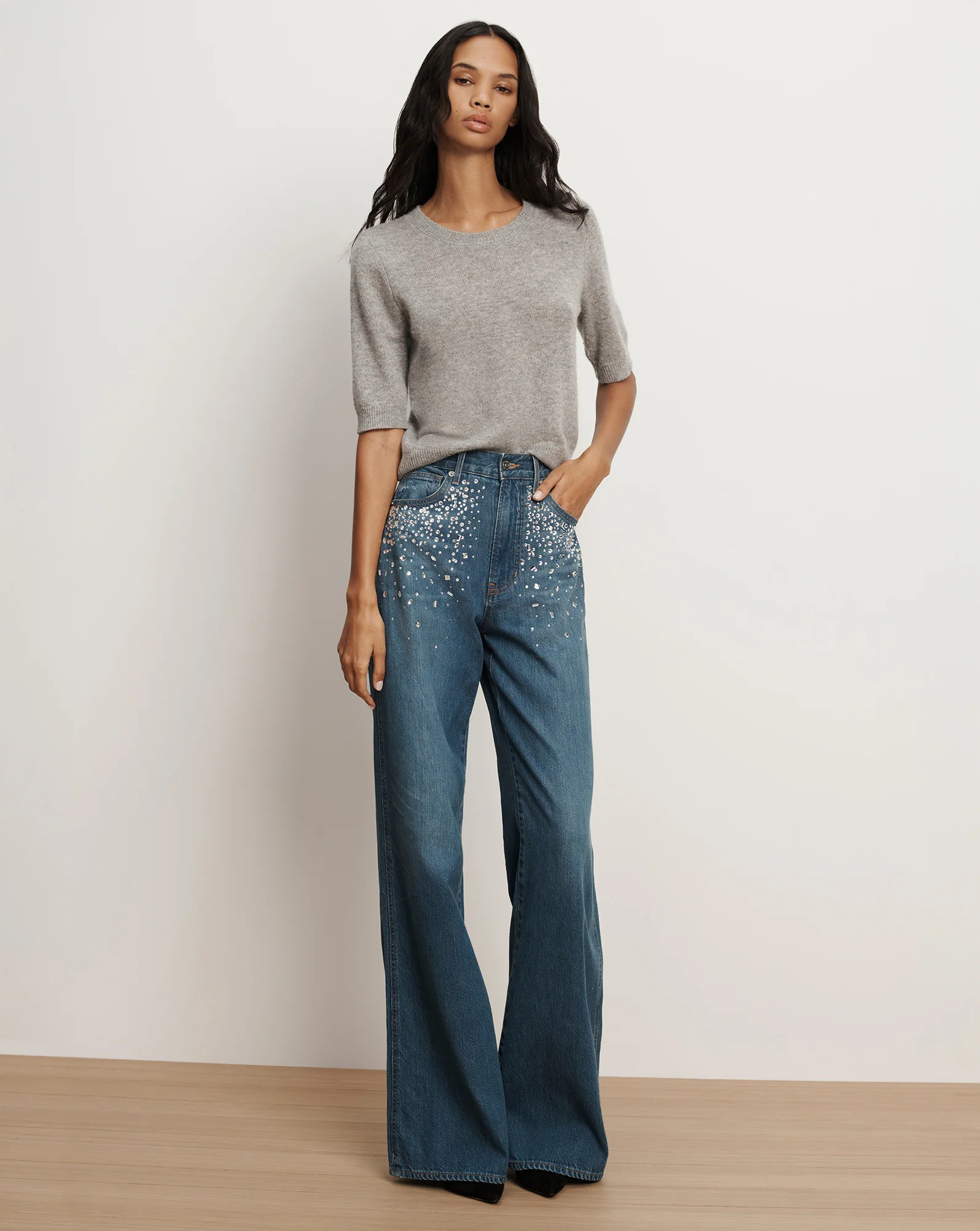 Kasey Crystal Wide-Leg Jean | Veronica Beard