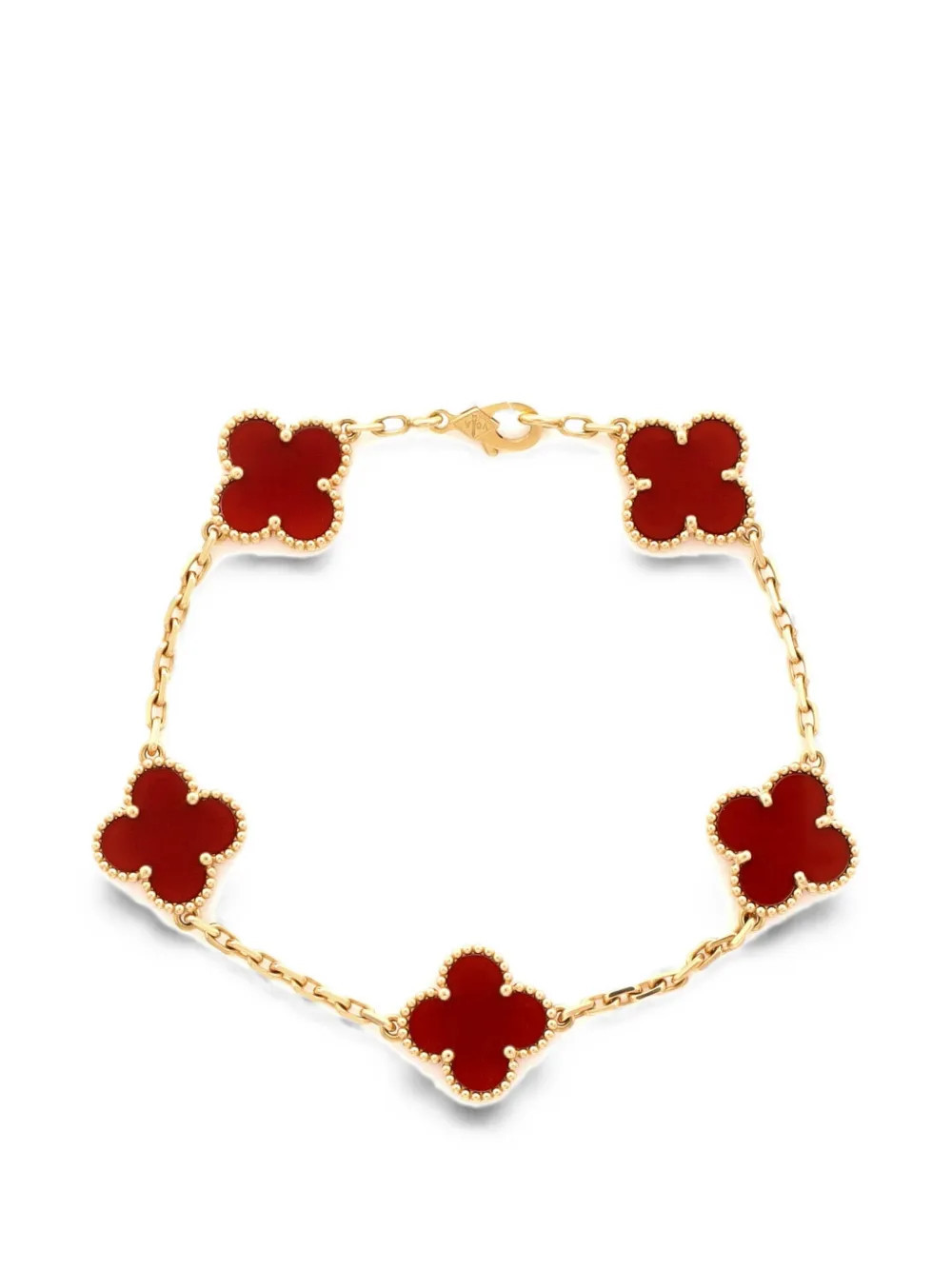 Van Cleef & Arpels Pre-Owned Vintage Alhambra 5 Motifs 18K Yellow Gold and Carnelian bracelet | Farfetch Global