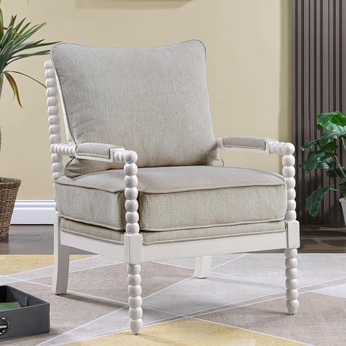 DUHOME Linen Fabric Spindle Accent Chair Set with Wood Frame,Spool Chairs with High Resilience Sp... | Amazon (US)