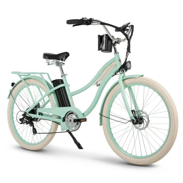 Nel Lusso 26-inch 7-Speed Electric Cruiser Bike with Throttle, Mint Green, by Huffy - Walmart.com | Walmart (US)