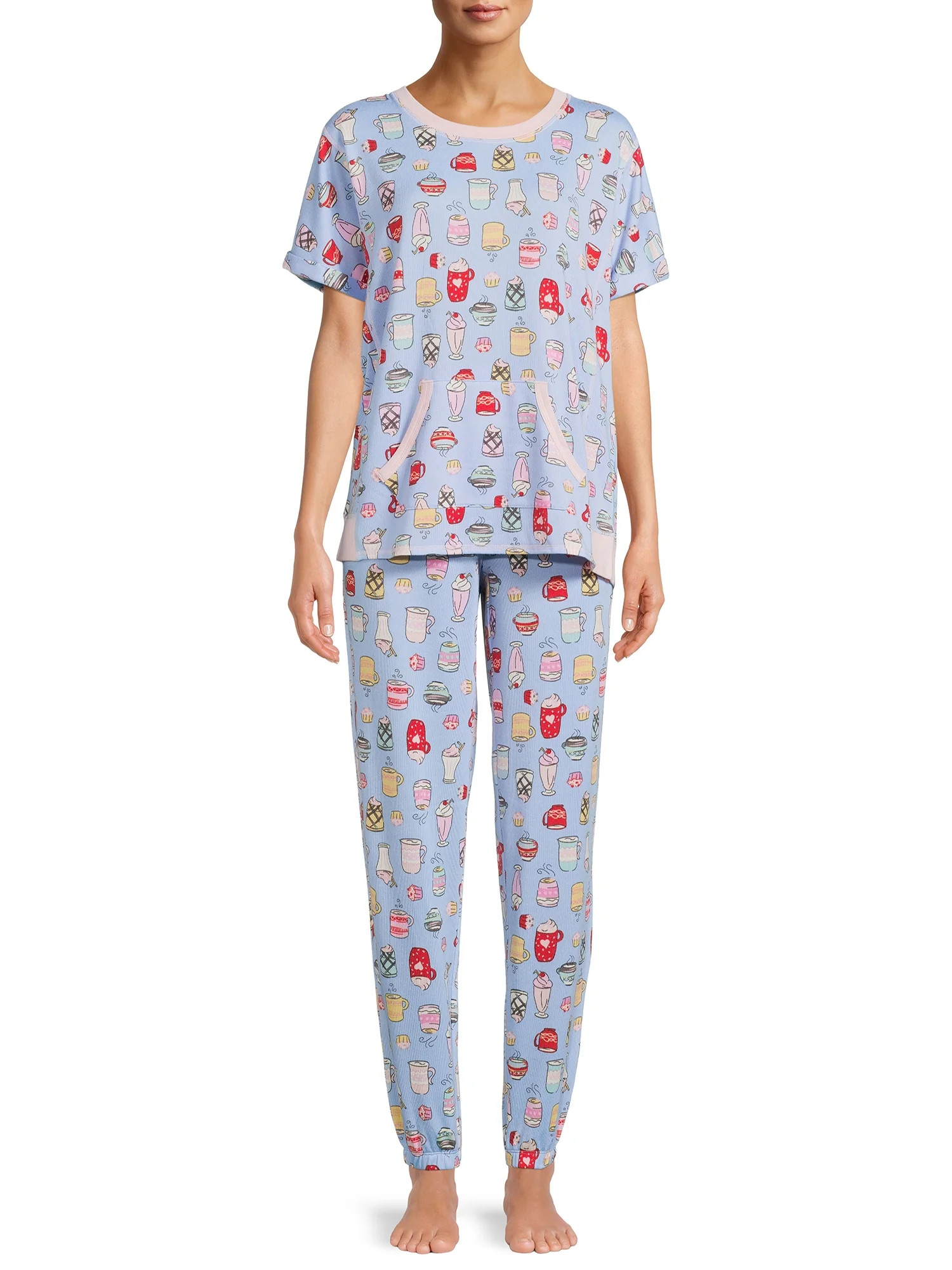 Secret Treasures Women's and Women's Plus Mother's Day Short Sleeve Top and Joggers with Makeup B... | Walmart (US)