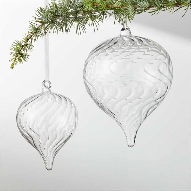 Waves Teardrop Clear Glass Ornaments | CB2 | CB2